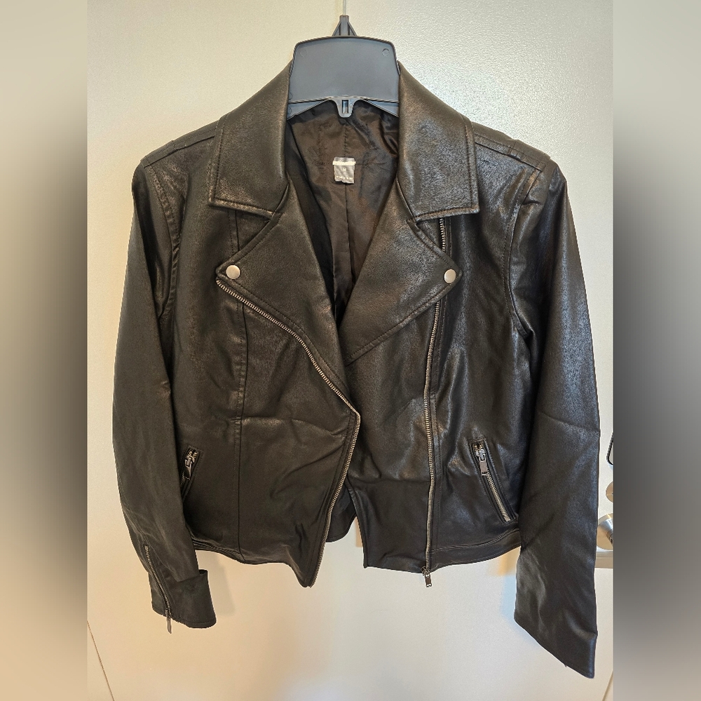 Black PU Moto Leather Jacket